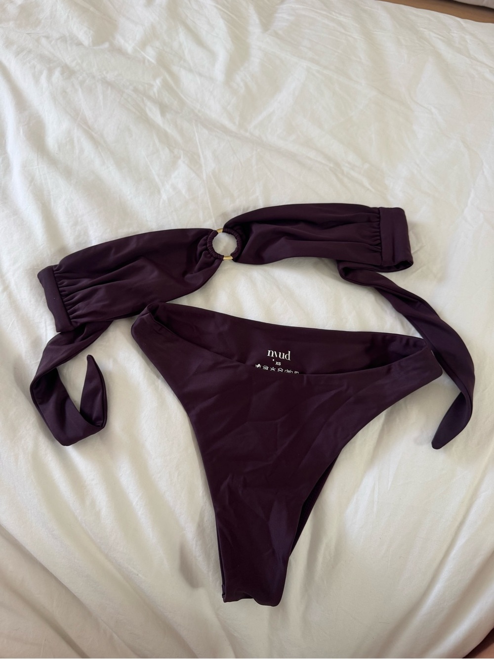 Nuud Deep Plum Ring-Accent Bikini Set